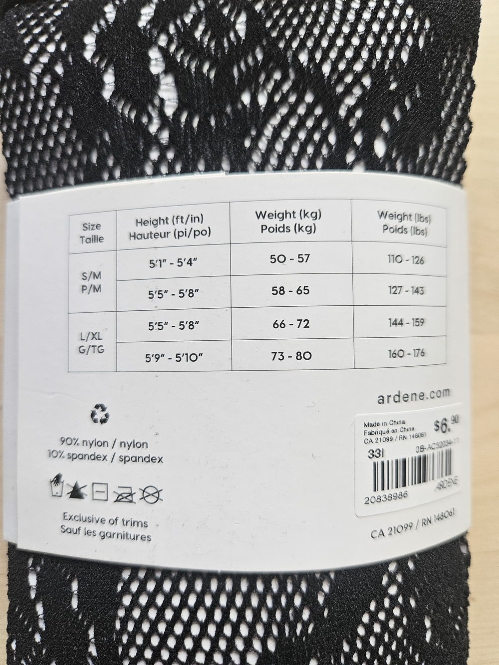 Ardene Black Floral Lace Tights Fishnets – One Size OS / TU – NWT - Picture 4 of 5